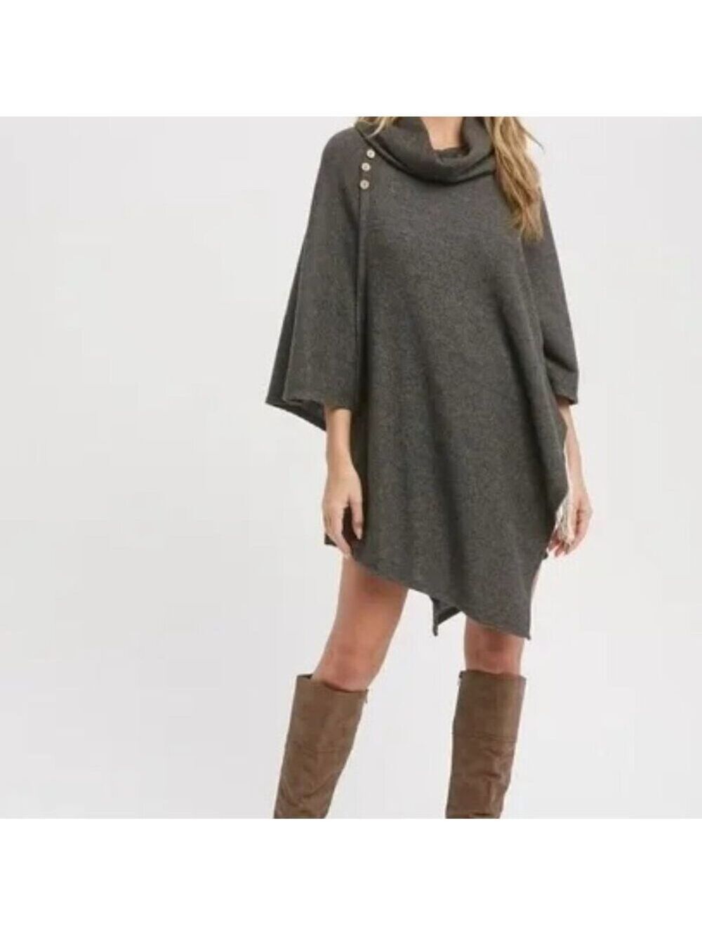 CLEAR OUT!!!! Asymmetrical Cowl Neck Poncho